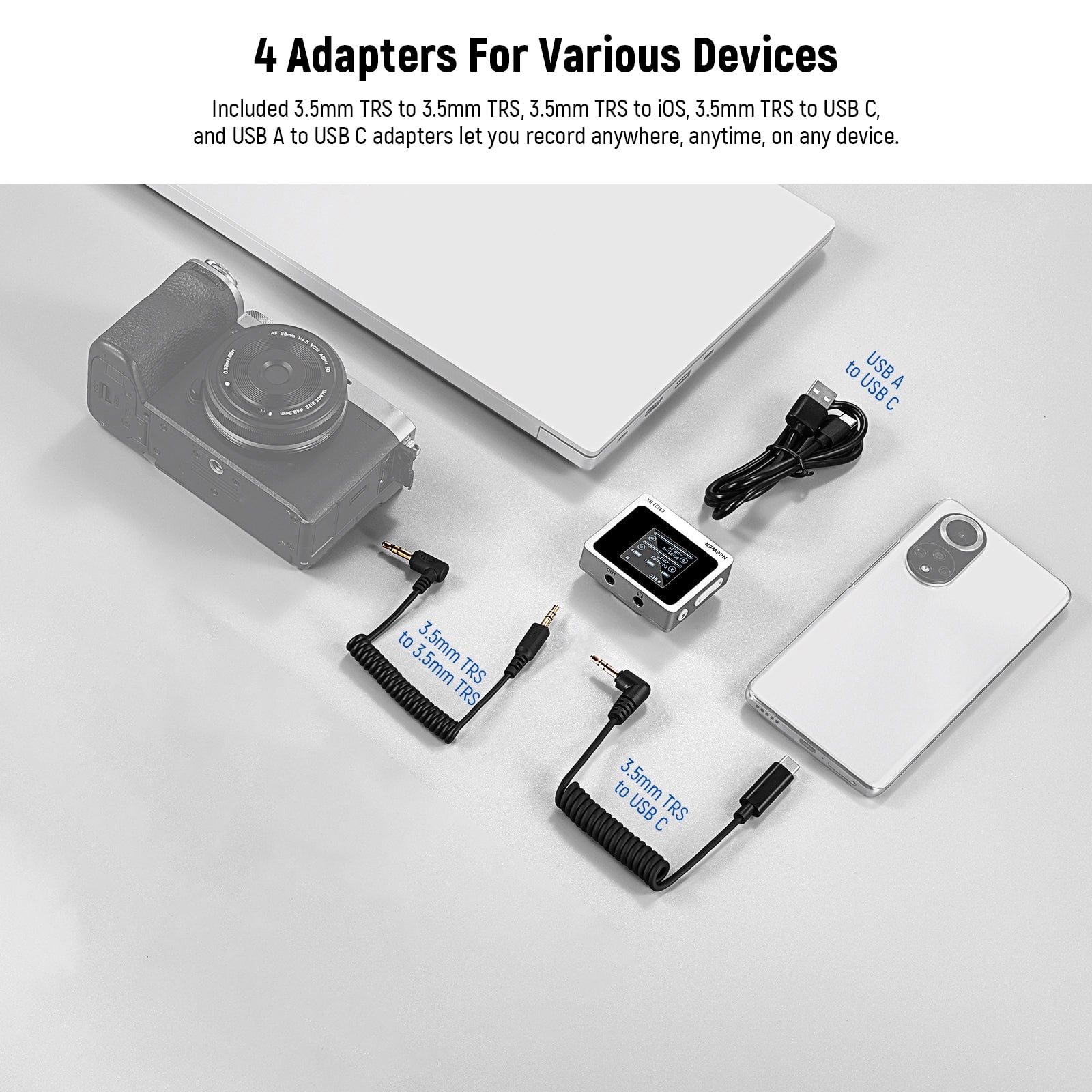 Neewer CM31 Wireless Lavalier Microphone — 8GB Storage, 24H Battery, 14H Recording, 820ft Range, 48kHz/24Bit, Noise Cancelling