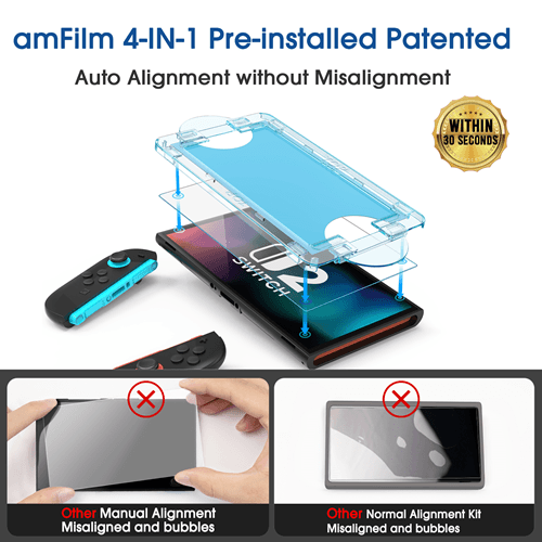 amFilm Auto-Alignment OneTouch for Nintendo Switch OLED Screen Protector — view 3