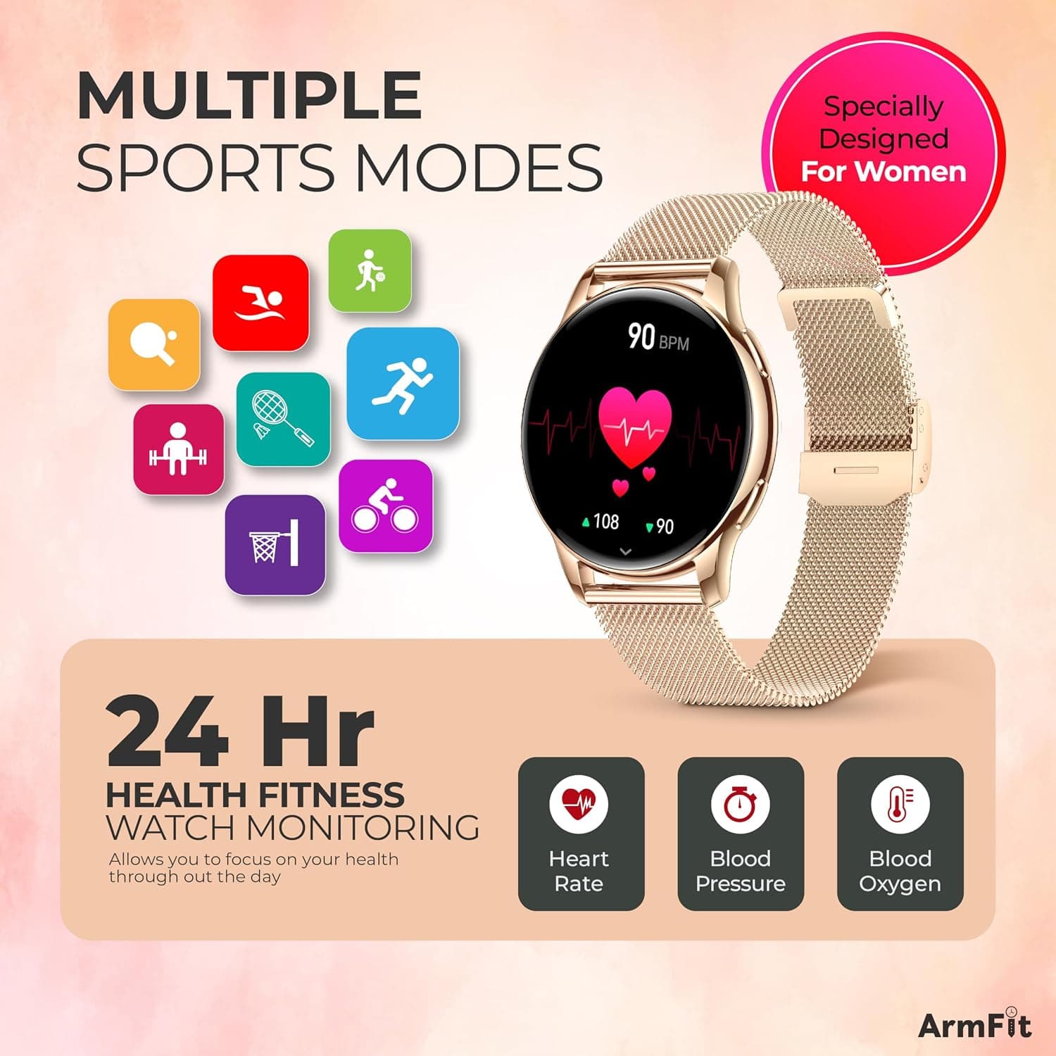 ArmFit QUEEN Smart watch with AMOLED Always On Display smart watch for women — view 2