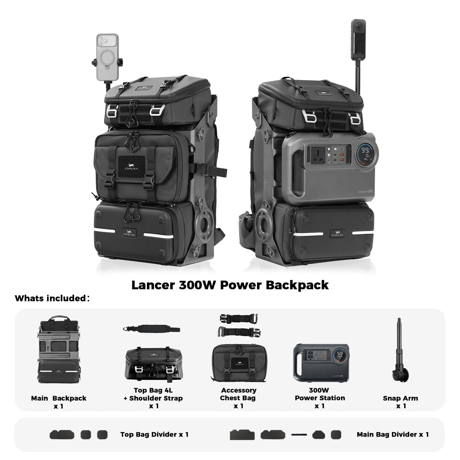 Lancer 300 Modular Waterproof Outdoor Camera Backpack with Portable 300Wh Power, Exoskeleton Design, Magic Arm for Lighting & Recording, Professional DSLR/SLR Camera Bag for Photography — view 6