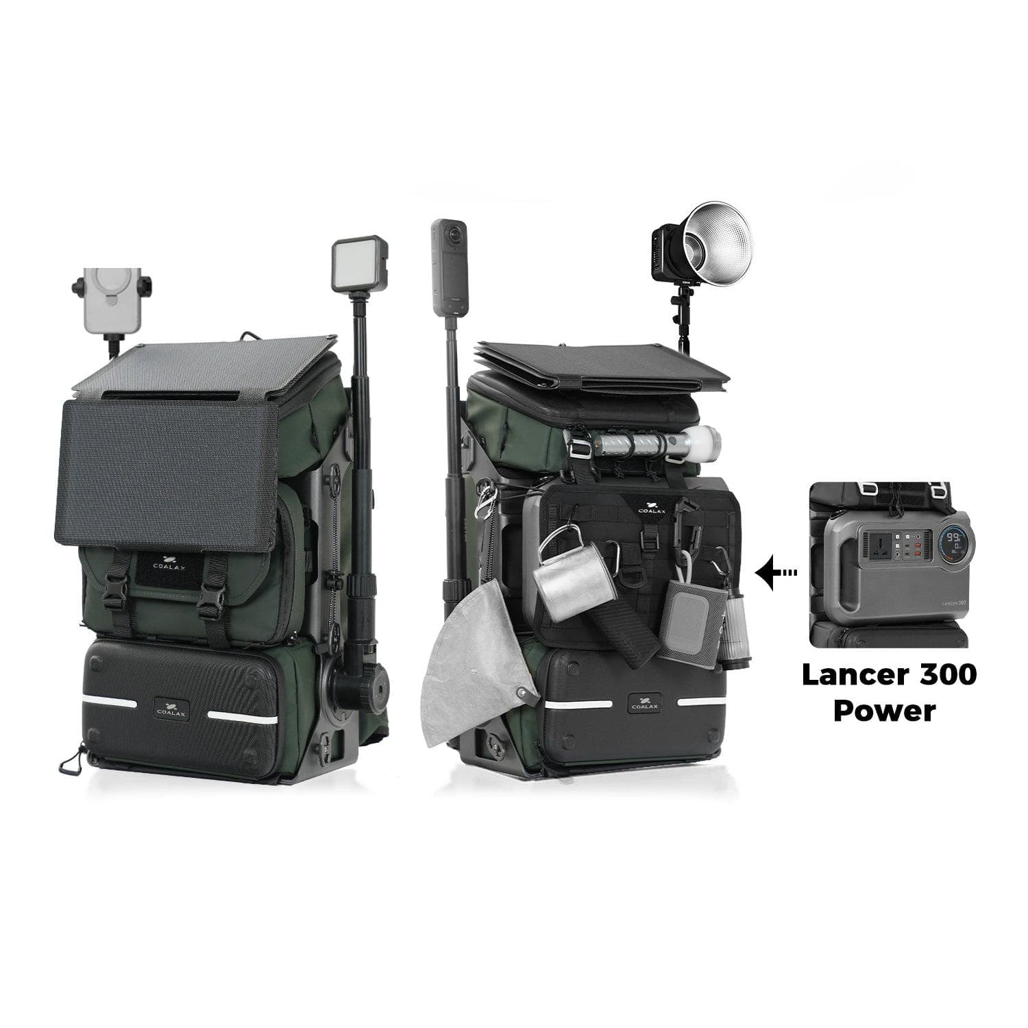 Lancer 300 Modular Waterproof Outdoor Camera Backpack with Portable 300Wh Power, Exoskeleton Design, Magic Arm for Lighting & Recording, Professional DSLR/SLR Camera Bag for Photography — view 3