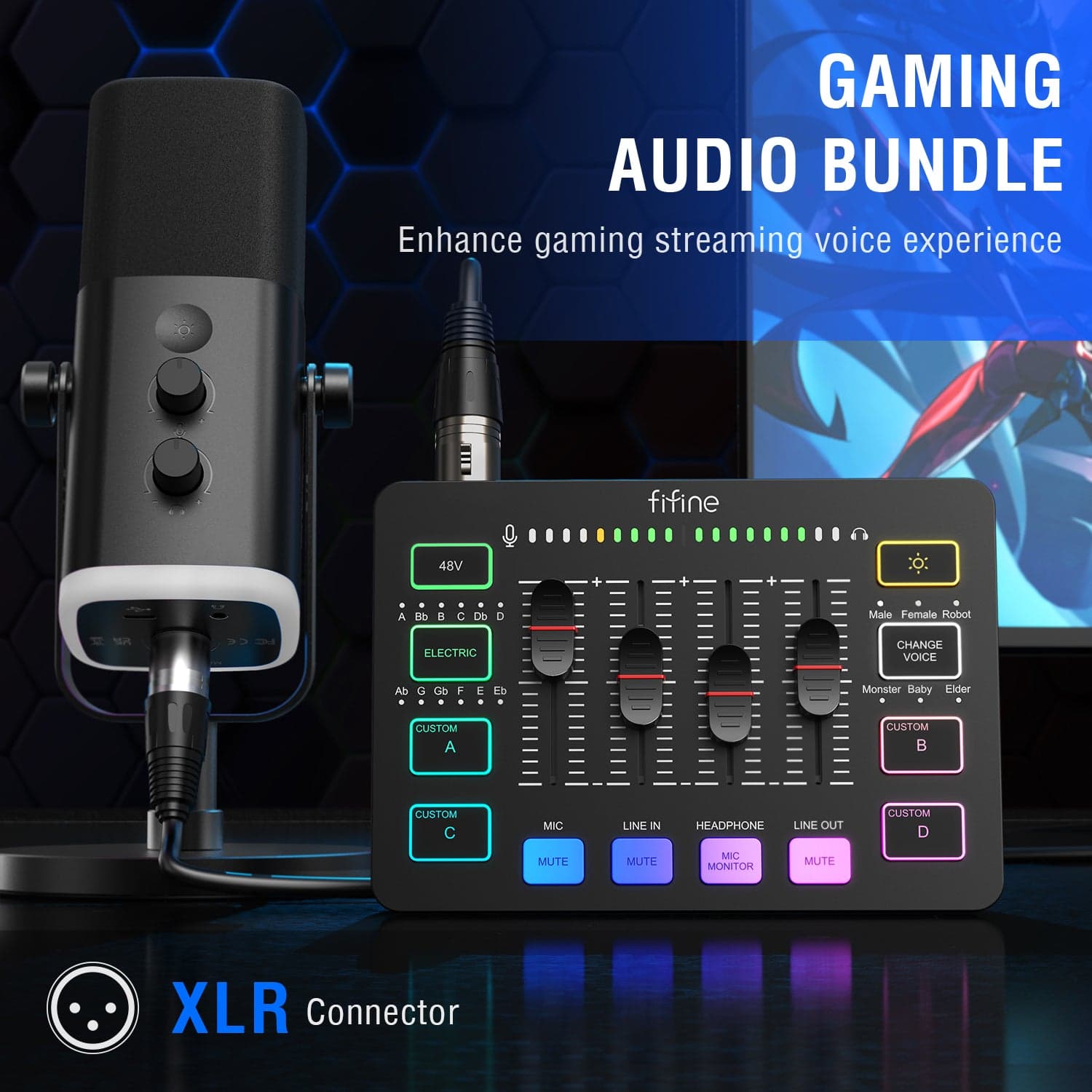 FIFINE AmpliGame KS5 Gaming Equipment Bundle, XLR/USB Microphone Set — view 2