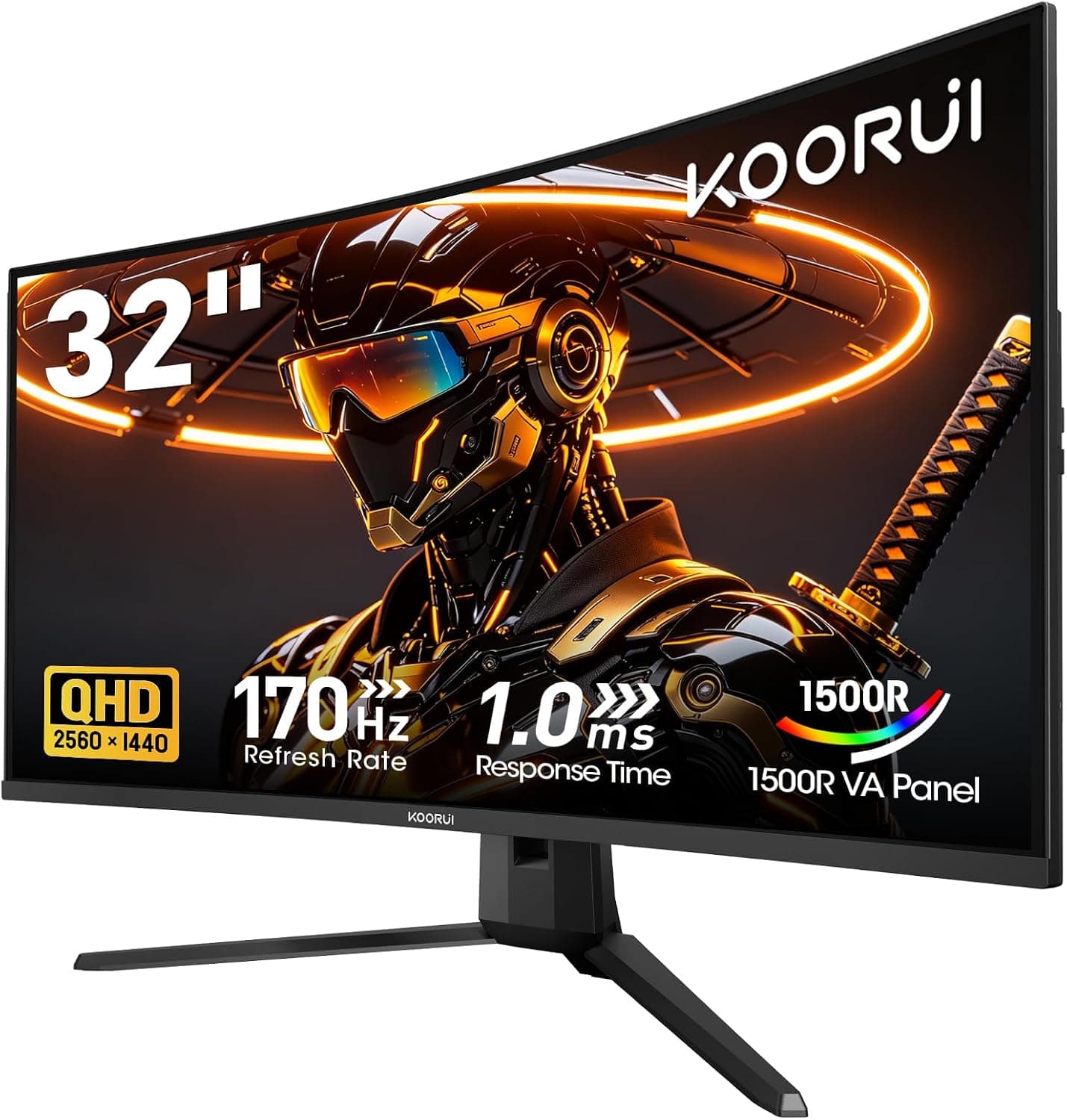 KOORUI 31.5-Inch Curved Gaming Monitor 1500R QHD 2560 x 1440, Up to 170Hz Refresh Rate — view 1