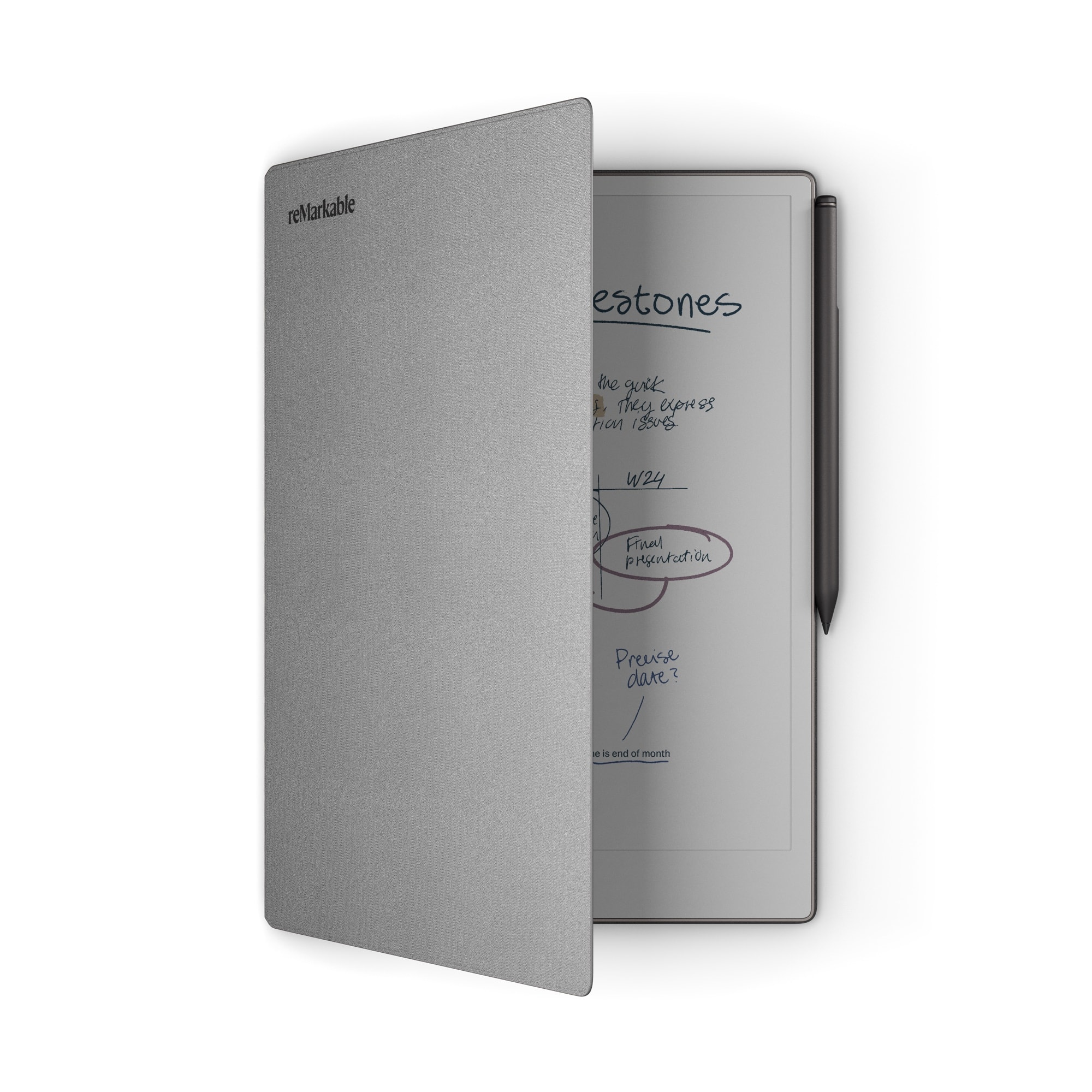 reMarkable Paper Pro Book Folio - The Official Book Folio for keeping your reMarkable Paper Pro & Marker Safe - Polymer Weave - Gray (Cover Only)