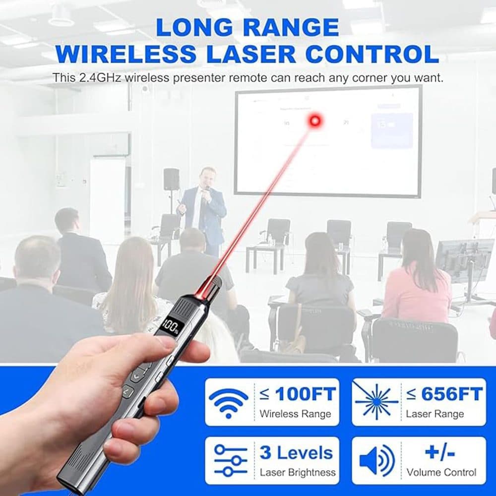 Wireless Presentation Clicker with Telescopic Pointer Stick — view 2