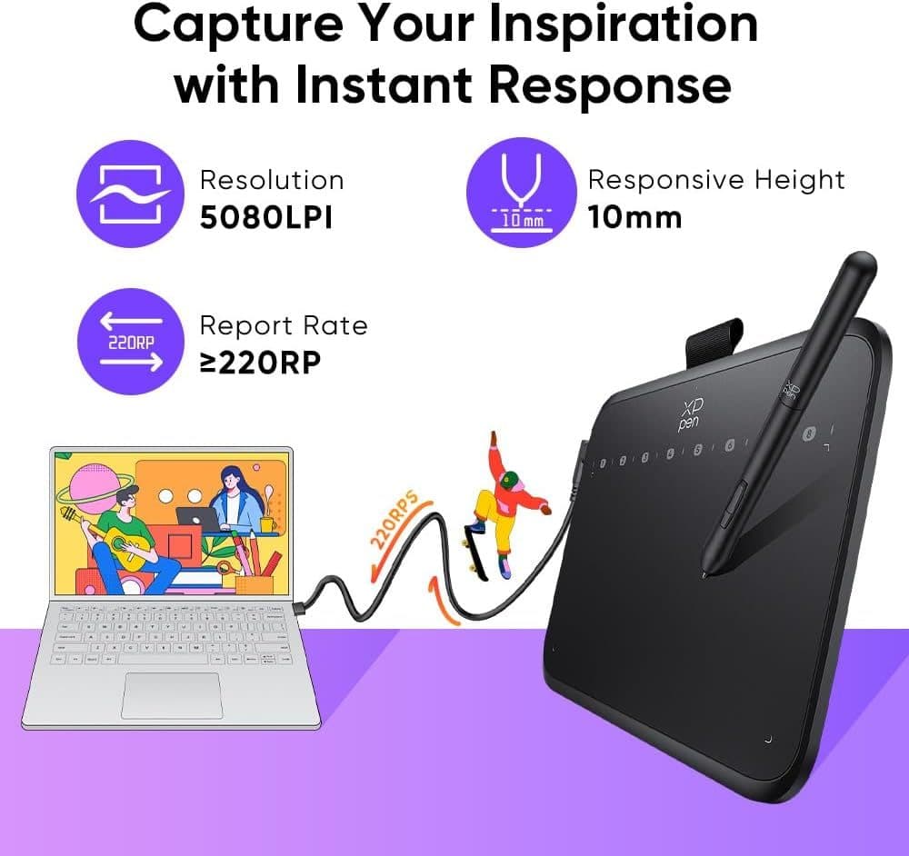 XPPen 6 * 4 inch Drawing Tablet with 16384 Pressure Levels — view 3