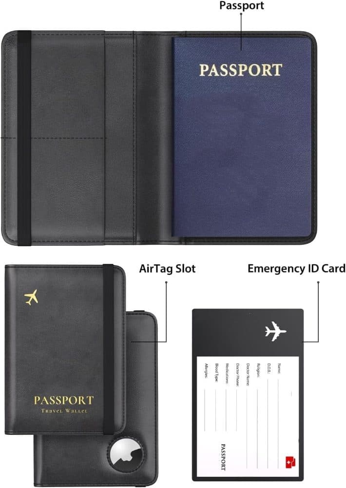 Slim Passport Holder Family with Airtag Slot — view 2