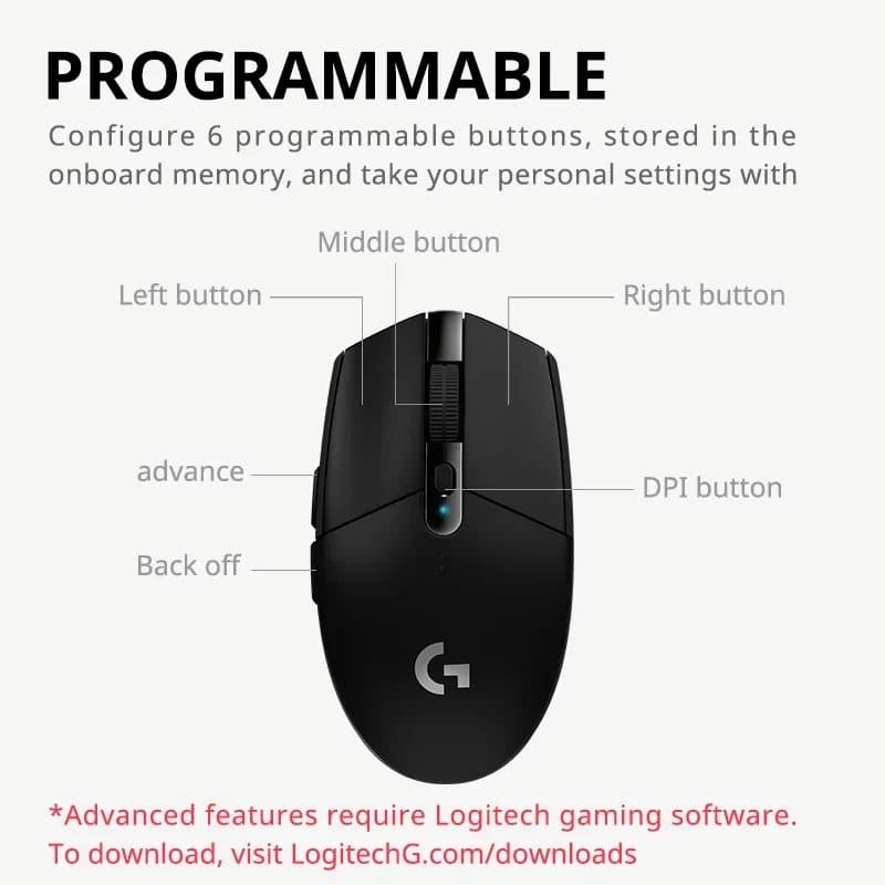 The Logitech G304 Lightspeed Wireless Gaming mouse — view 2