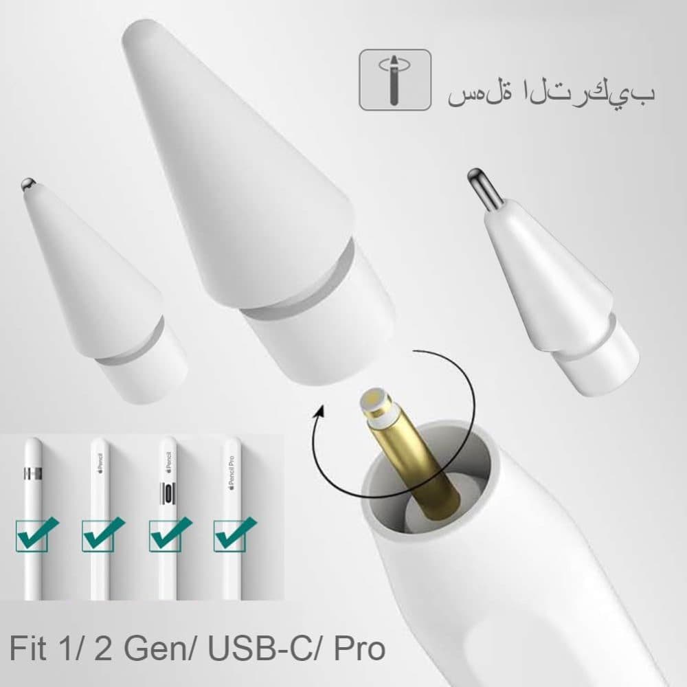 SIXFU Upgraded Replacement Tips for Apple Pencil, Metal Tips Set Precise Control for Apple Pencil USB C/ 2nd/ 1st Gen Apple Pen Nib(6 Pack) — view 2