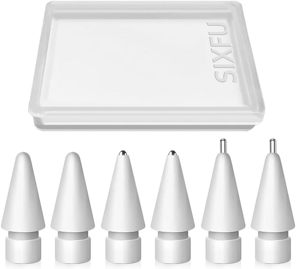 SIXFU Upgraded Replacement Tips for Apple Pencil, Metal Tips Set Precise Control for Apple Pencil USB C/ 2nd/ 1st Gen Apple Pen Nib(6 Pack) — view 1