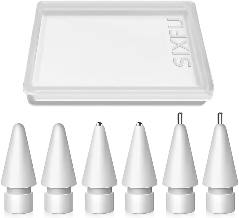 SIXFU Upgraded Replacement Tips for Apple Pencil, Metal Tips Set Precise Control for Apple Pencil USB C/ 2nd/ 1st Gen Apple Pen Nib(6 Pack)