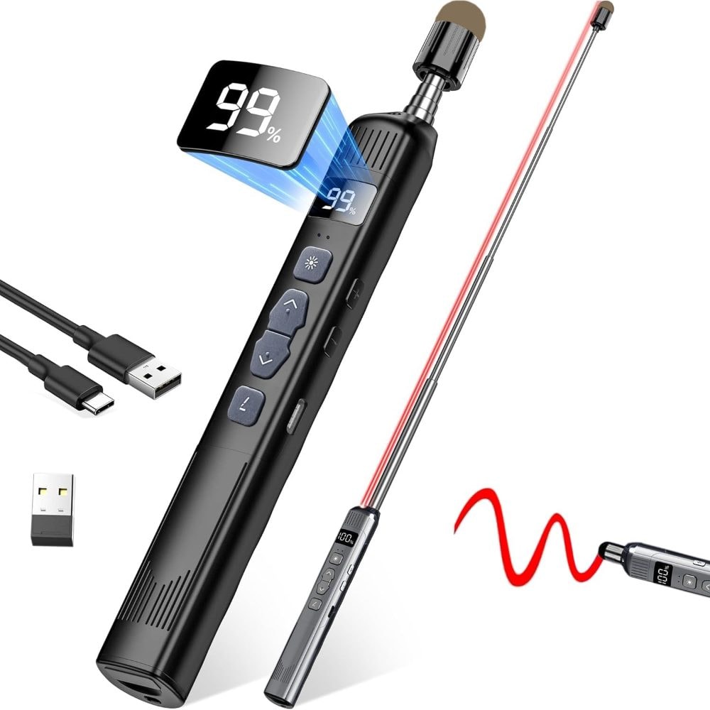 Wireless Presentation Clicker with Telescopic Pointer Stick