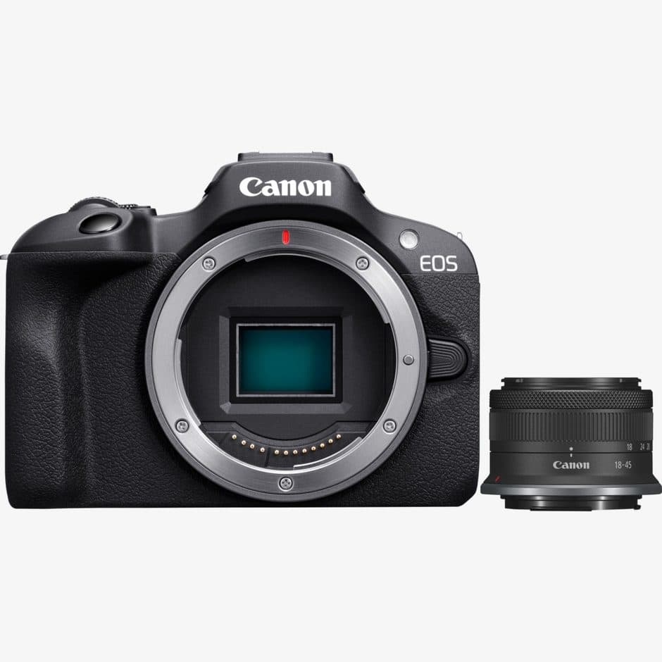 Canon EOS R100 Mirrorless Camera + RF-S 18-45mm F4.5-6.3 IS STM Lens — view 1