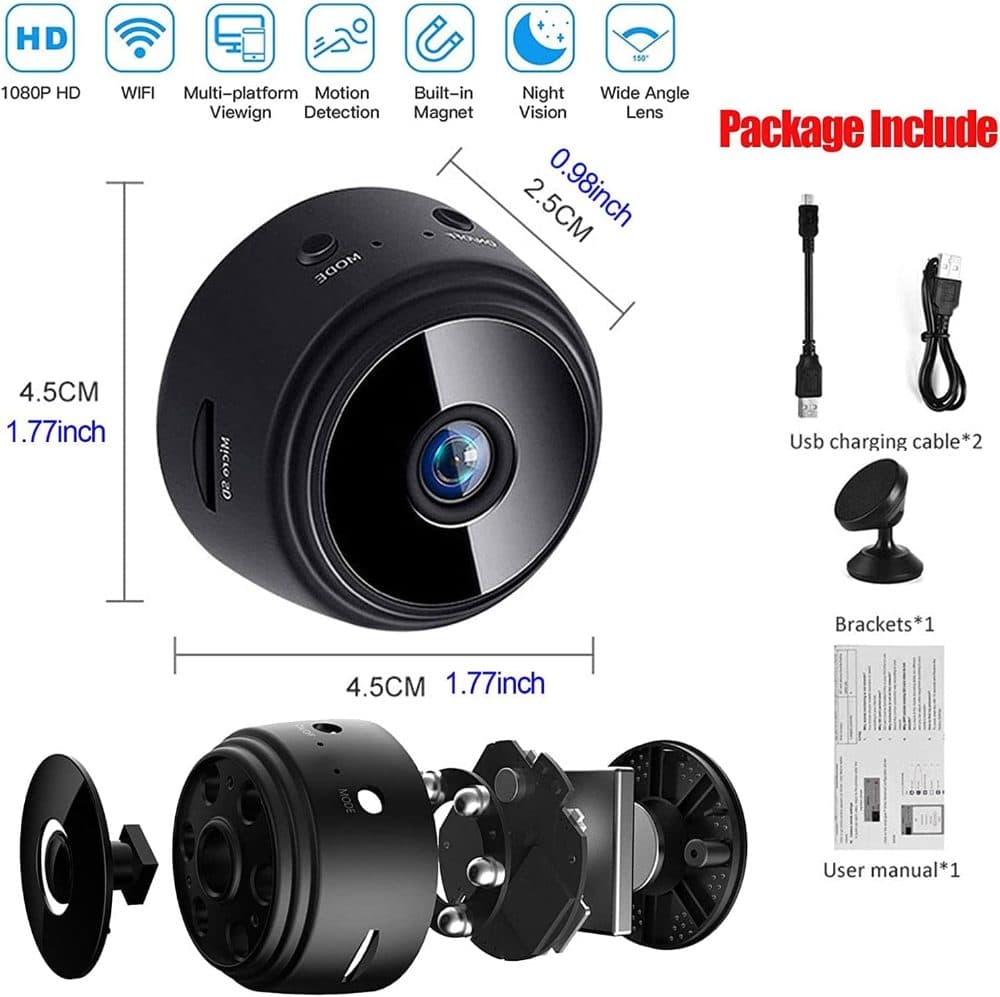 Mini WiFi Hidden Cameras,Wireless Spy Cameras with Video Live Feed — view 2