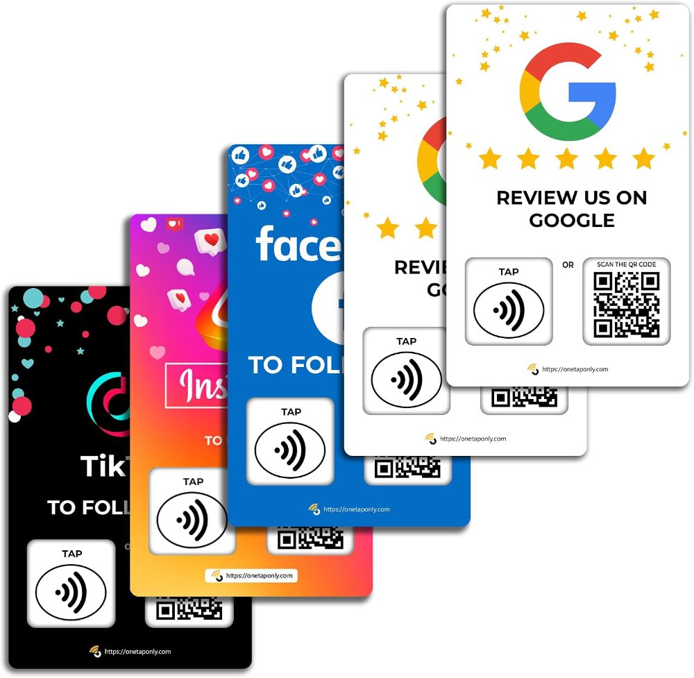 Cards Contactless review card | NFC Card | Unlimited Use (5-Pack Social Cards)