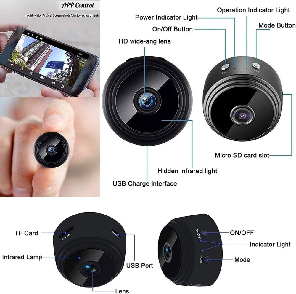 Mini WiFi Hidden Cameras,Wireless Spy Cameras with Video Live Feed — view 3