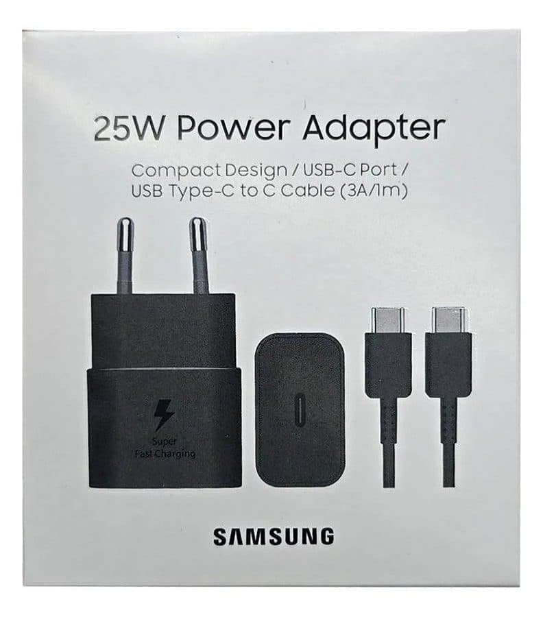 Samsung 25W USB-C Super Fast Charger, PD Power Delivery, Black, Type-C to C Cable — view 1