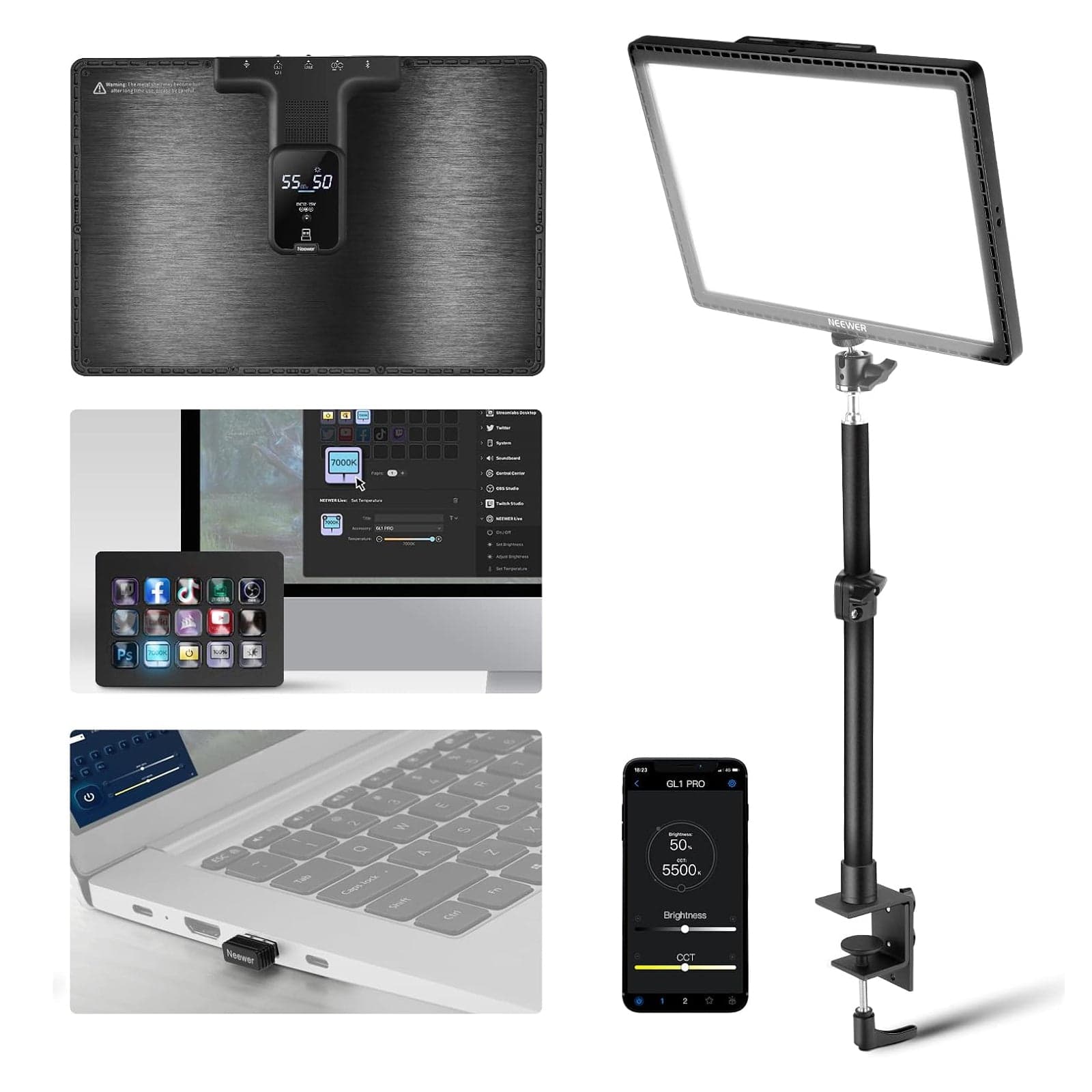 NEEWER GL25B 12.9" Streaming Key Light — view 2