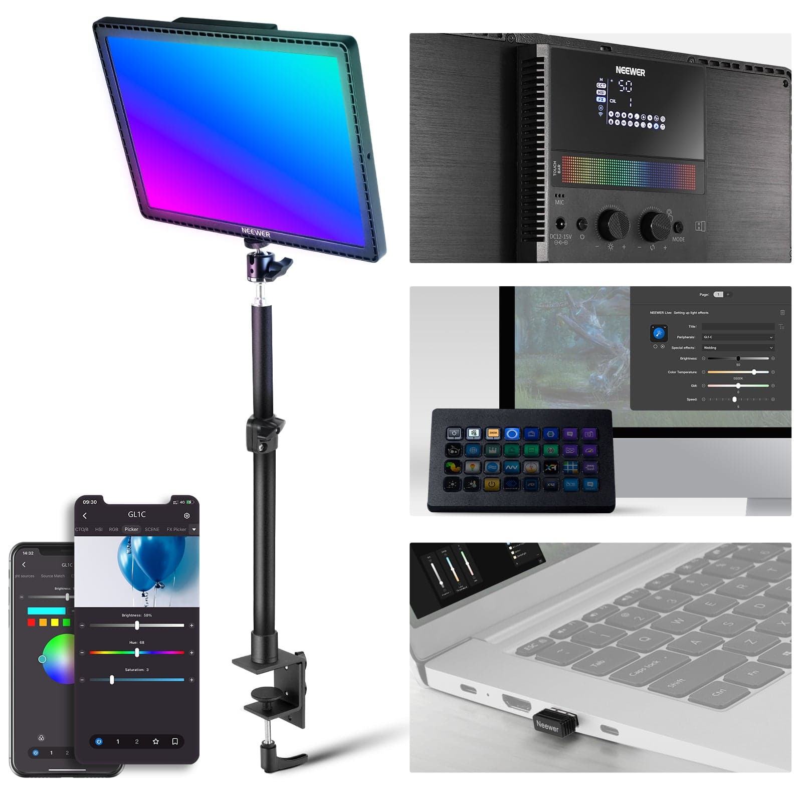 NEEWER GL25B 12.9" Streaming Key Light — view 3