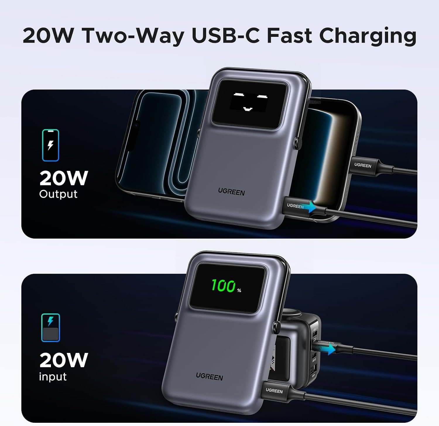 UGREEN Magsafe Power Bank 10000mAh PD 20W Magnetic Battery Pack Qi7.5W — view 2