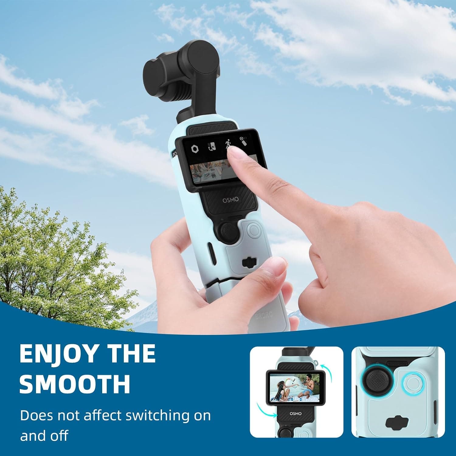 BRDRC Pocket 3 Silicone Cover, Protective Case Lens Protector Scratch-Resistant Sleeve Skin Compatible with DJI OSMO Pocket 3 Creator Combo Accessories — view 2