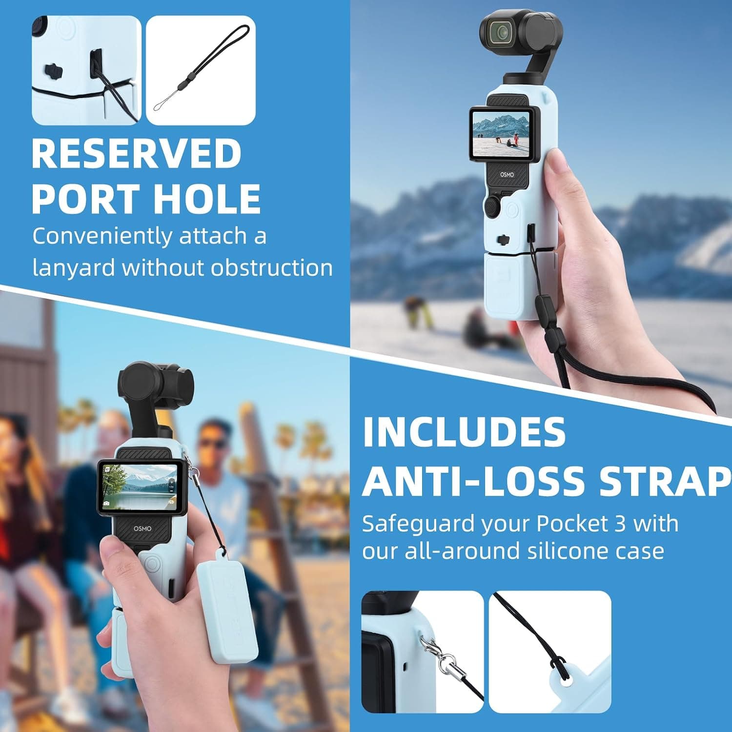 BRDRC Pocket 3 Silicone Cover, Protective Case Lens Protector Scratch-Resistant Sleeve Skin Compatible with DJI OSMO Pocket 3 Creator Combo Accessories — view 3